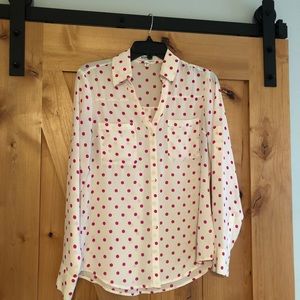 Express Portofino Shirt Sz. Small - Pink Polka Dot